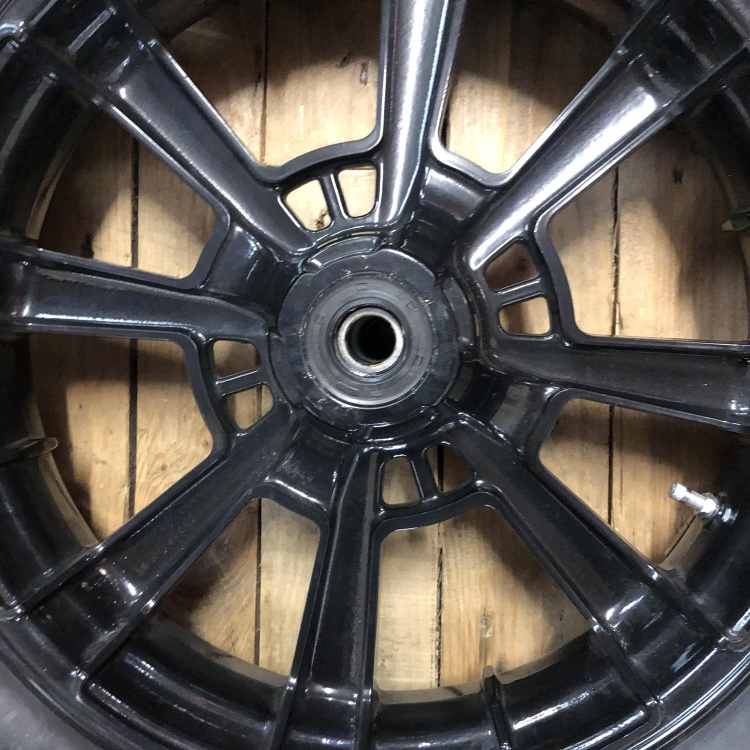 Pair of Indian Scout Bobber wheels with tyres